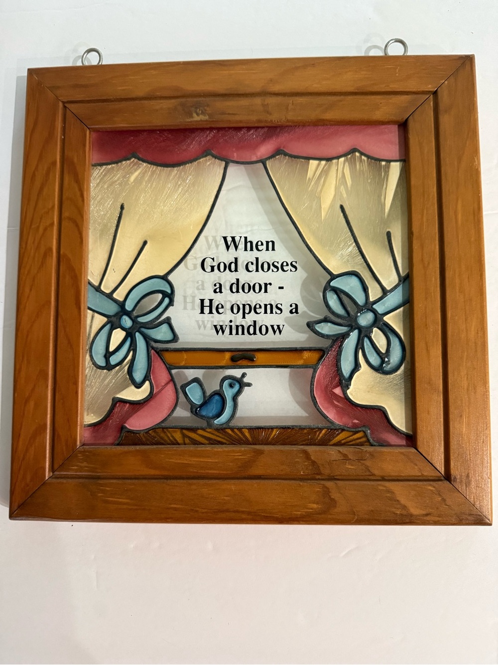Stained Glass Window Hanging Sun Snatcher “ When God Closes The Door He Opens A